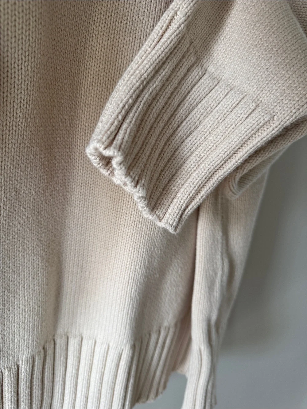 J. Crew Cream Cotton Ribbed Mock Neck Sweater Fisherman Coastal Preppy Classic